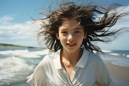 少女与海风图片
