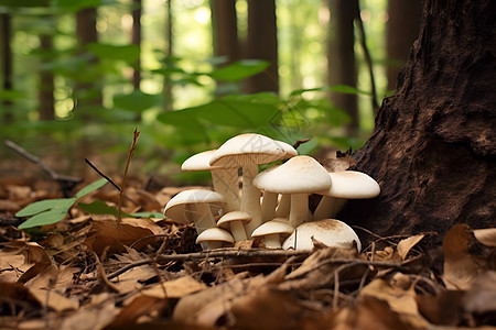 林荫下的蘑菇图片