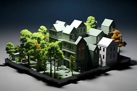 3D建筑模型背景图片
