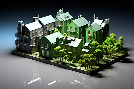 绿色住宅模型背景图片