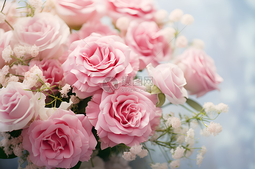 盛开的粉色玫瑰花图片
