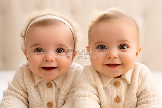 双胞胎的灿烂微笑图片