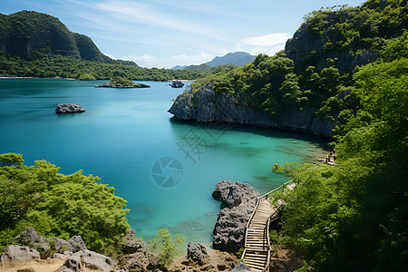 山谷中的湖泊背景图片