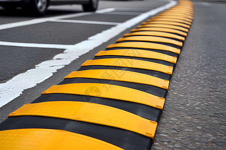 道路安全道路上的黄色减速带背景