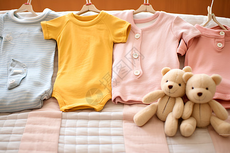 室内时尚可爱的婴儿衣物图片