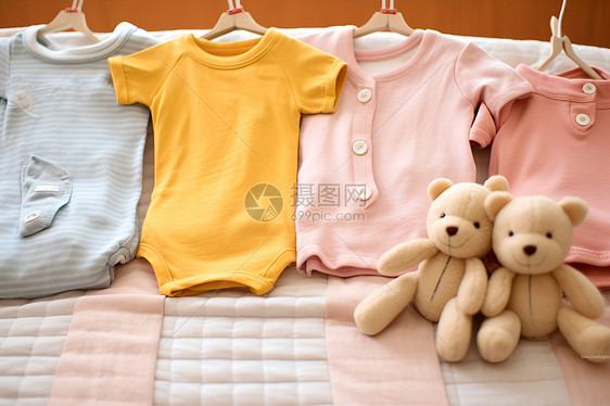 室内时尚可爱的婴儿衣物图片
