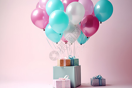 粉色背景下的充气气球图片