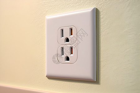 电器插座墙壁上的白色电源插座背景