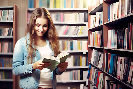 图书馆里的女学生图片