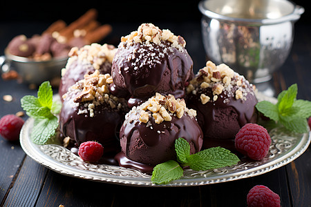 巧克力莓果背景图片