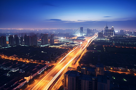 夜幕下的城市交通图片