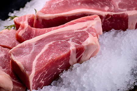 冰上的鲜猪肉背景图片