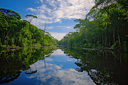 亚马逊天空下的热带雨林背景