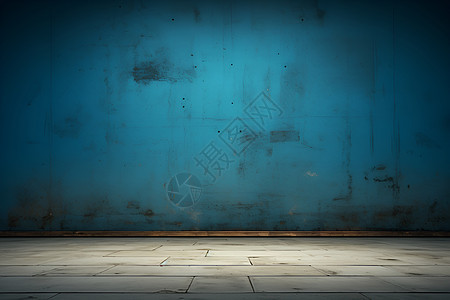 蓝墙瓷砖地板图片