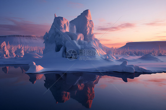 冰湖巅峰冬日奇观图片