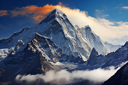 雪山山峰云海中的山峰背景