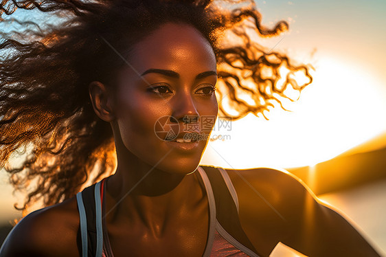 阳光下的奔跑的女人图片