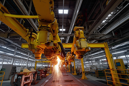 机器人在车间内运行的工厂图片