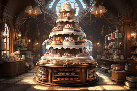 巨大的巧克力蛋糕背景图片