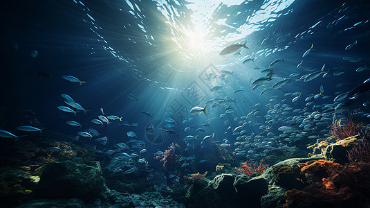 深海奇迹鱼儿珊瑚礁高清图片