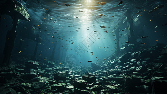 照射海底的阳光背景图片