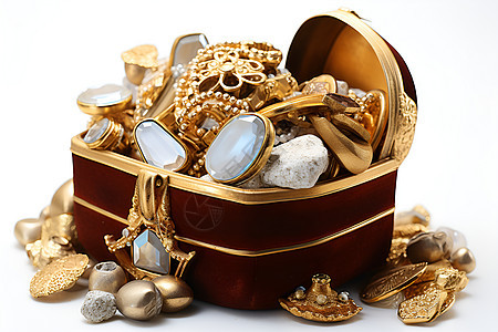 一箱黄金与珠宝背景图片