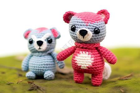 玩具熊两只钩织的泰迪熊背景
