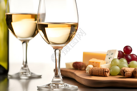 桌上的一杯白葡萄酒图片