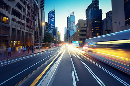 城市中的道路和建筑背景图片