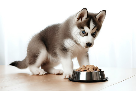 吃狗粮的可爱小狗图片