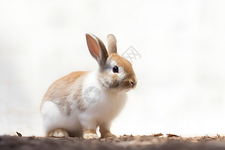 泥土上的可爱兔子背景图片