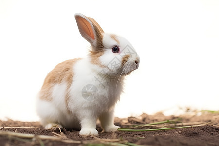 泥土上的兔子图片