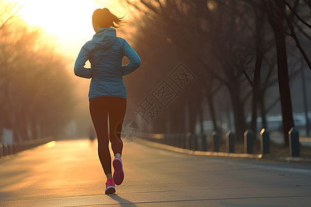 运动女性跑步的女性背影背景