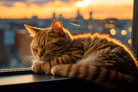 房屋窗台上的猫咪图片