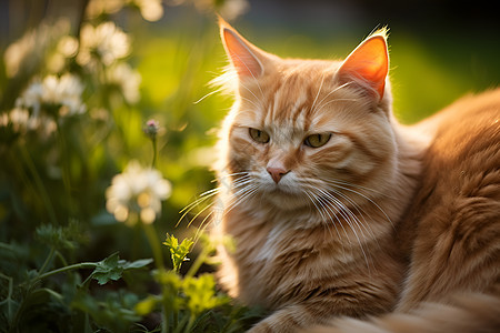 小猫在草地上背景图片