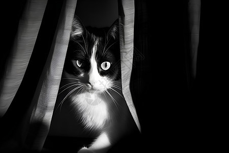 黑白照中的猫咪背景图片