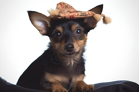 可爱的小狗戴帽子图片