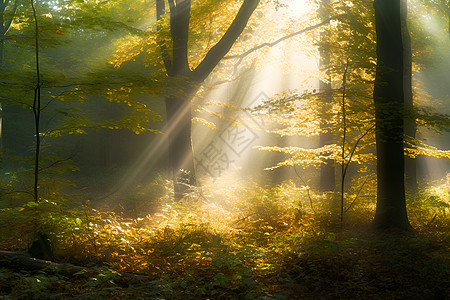森林中的光束图片