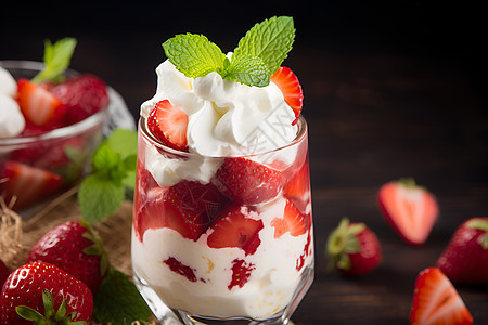 甜蜜草莓冰淇淋图片
