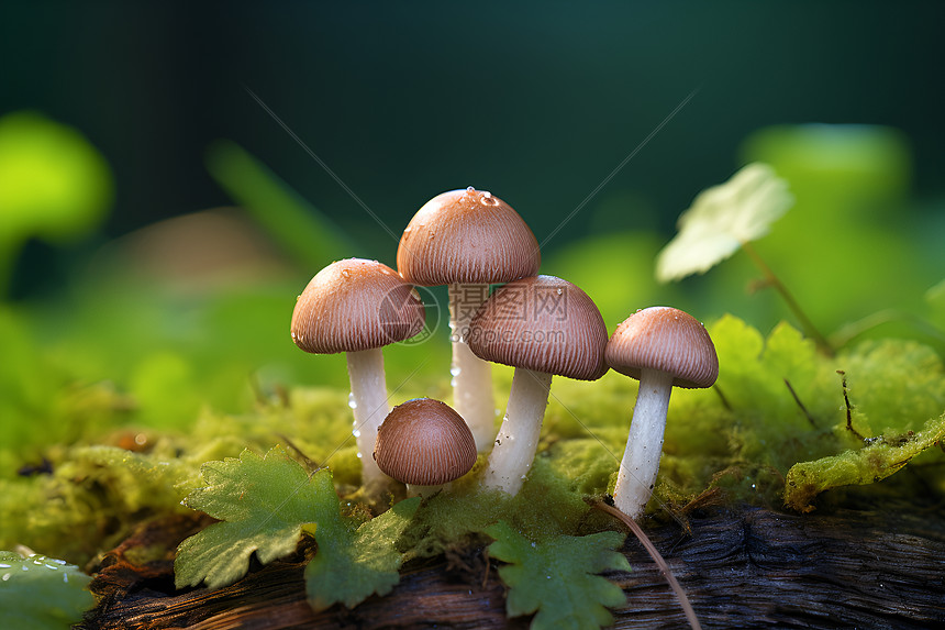 蘑菇聚集在地面上图片