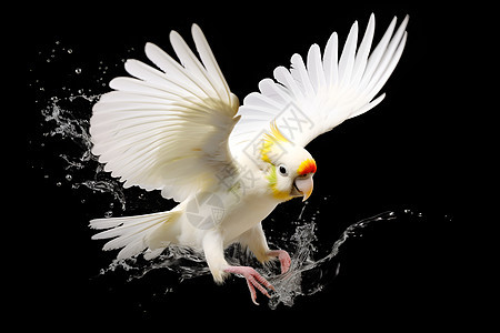 水中飞翔的鹦鹉图片