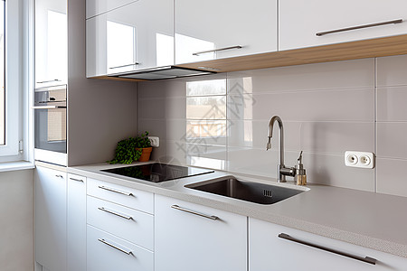 简洁现代的厨房角落高清图片
