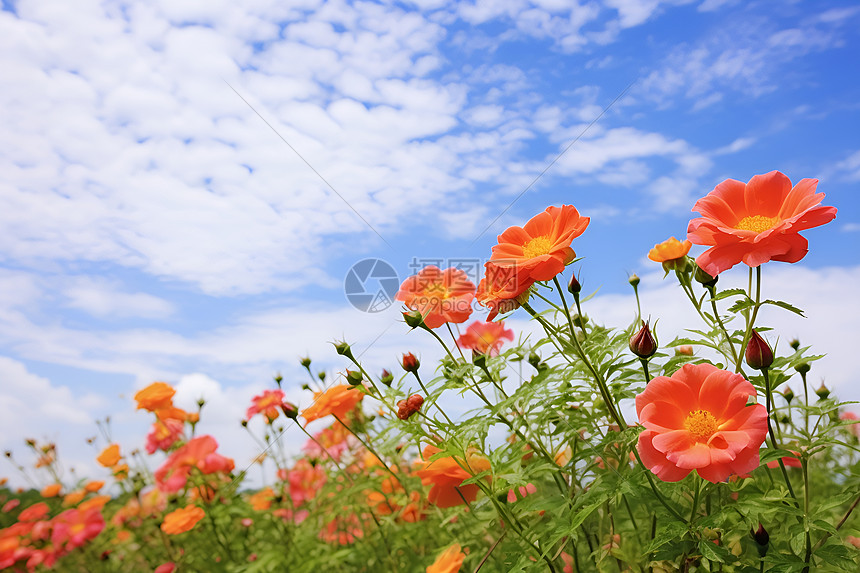 一片橙色的花海图片