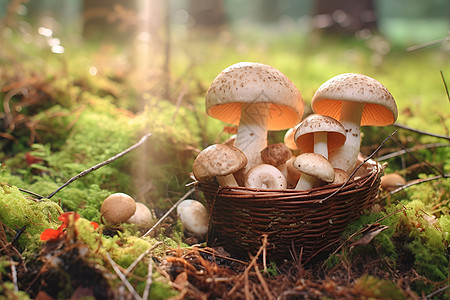 森林鲜美的蘑菇图片
