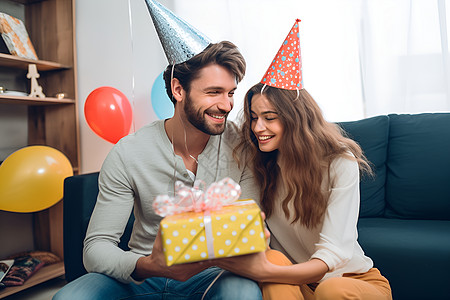 男女沙发沙发上过生日的男女背景