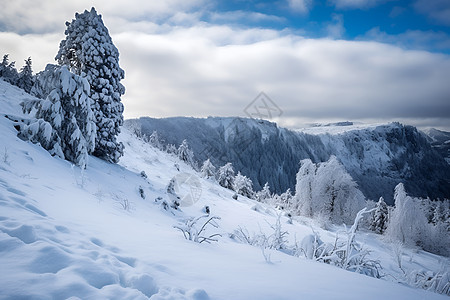 白云下的雪山图片