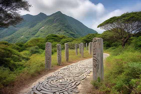 山岭石径图片