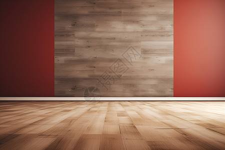 木地板和红墙的房间图片