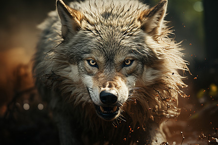 溅起泥水的狼匹图片
