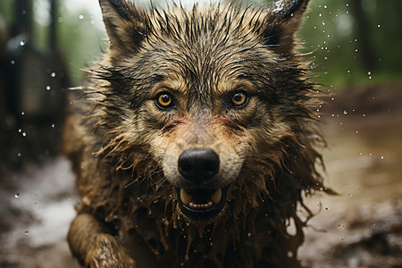 浑身湿透的狼图片